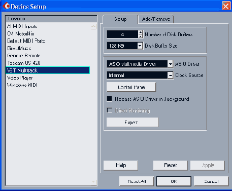   Device Setup  VST Multitrack