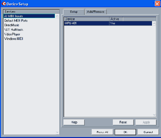   Device Setup  All MIDI Inputs