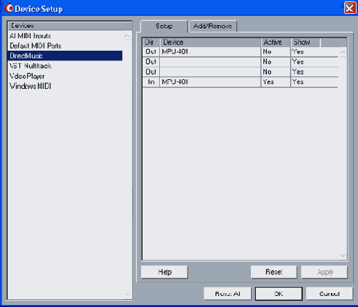   Device Setup  DirectMusic