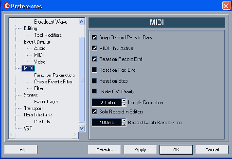   Preferences ( MIDI)
