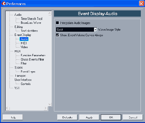 /Span>  Preferences ( Event > Display)